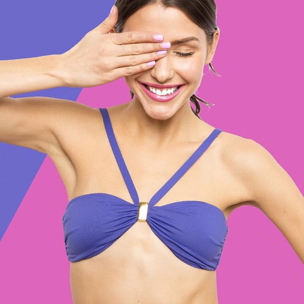 RISE CITY SWIM *Remy* purple convertible bandeau halter bikini top M